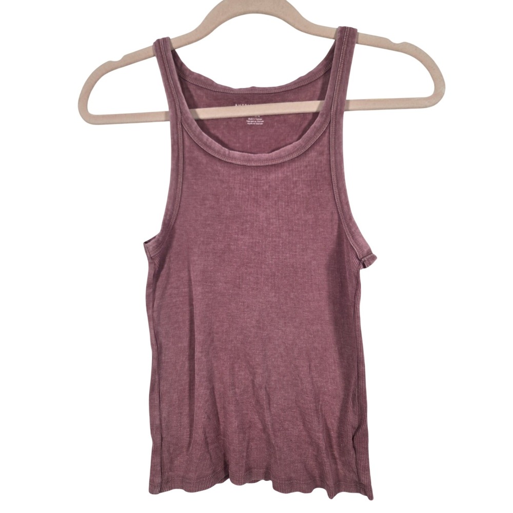 American Eagle Ribbed Tank Top Womens Medium Mauve Pink Acid Wash Basic Casual